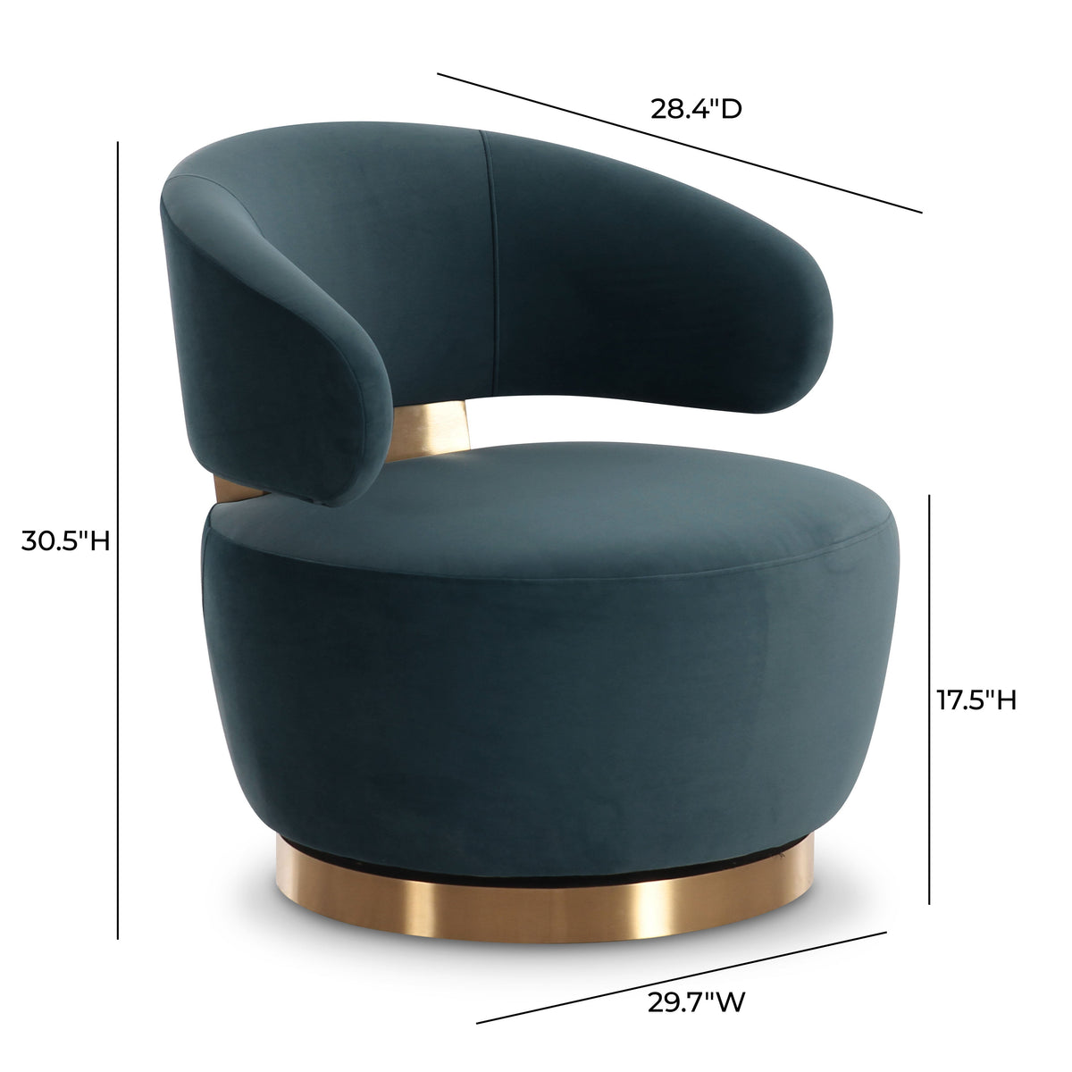 TOV Furniture Austin Dark Teal Performance Velvet Swivel Accent Chair