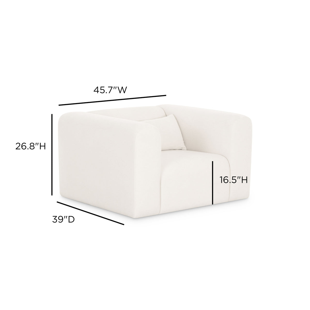 TOV Furniture Tarra Cream Performance Chenille Accent Chair