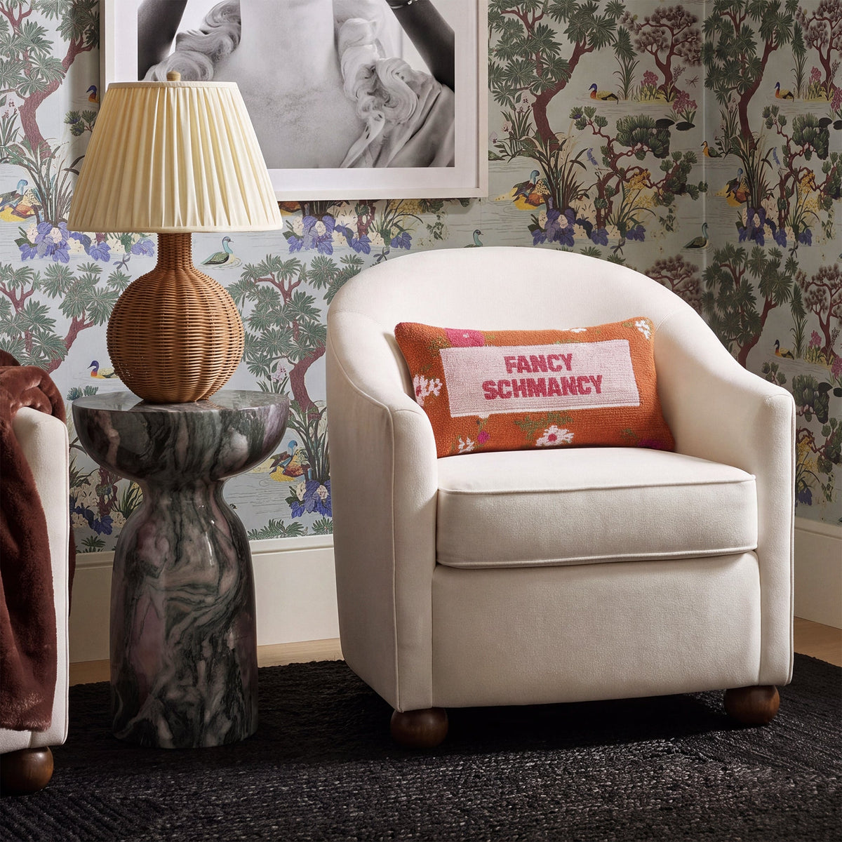 TOV Furniture Cettie Cream Performance Velvet Accent Chair