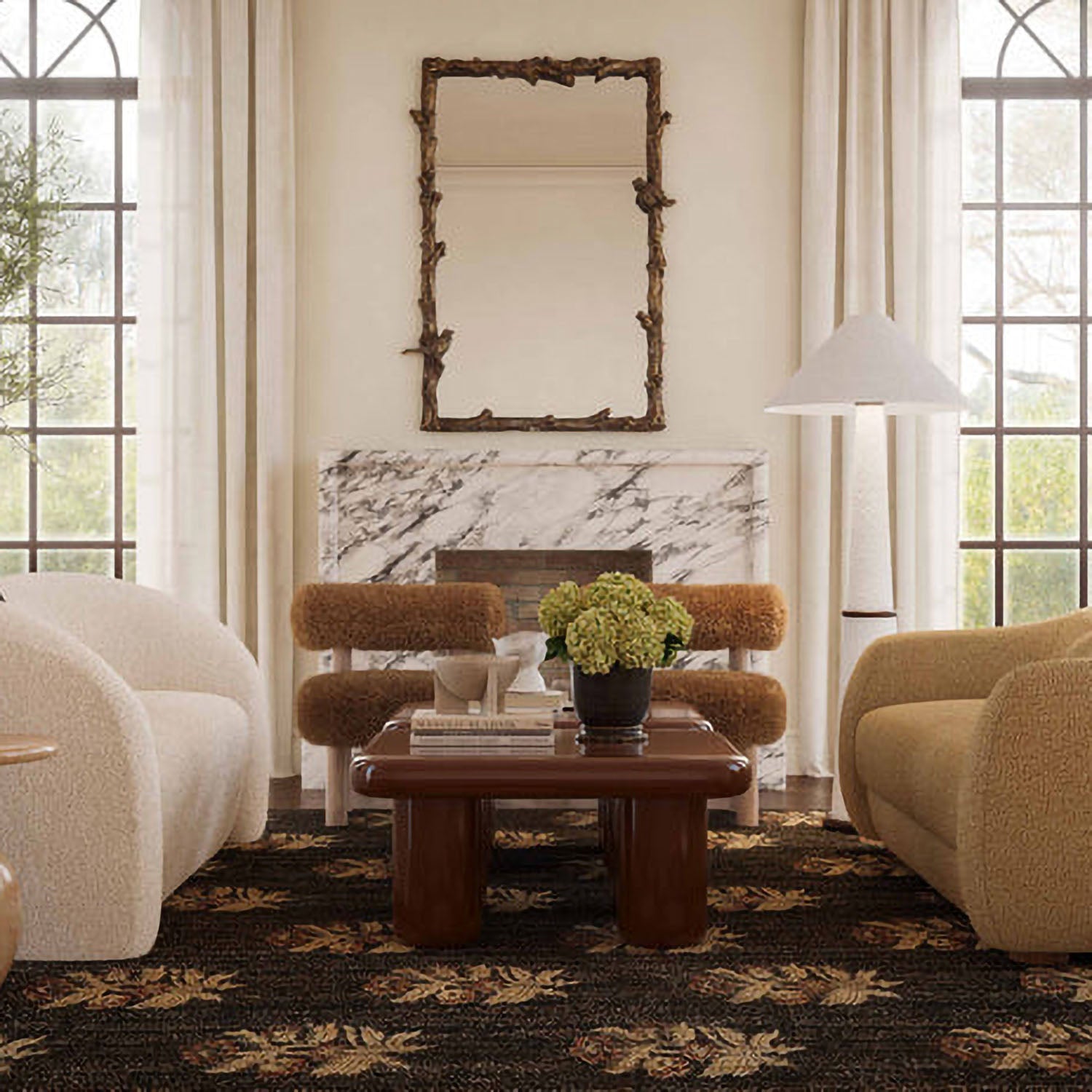 TOV Furniture Carmel Vegan Shearling Accent Chair