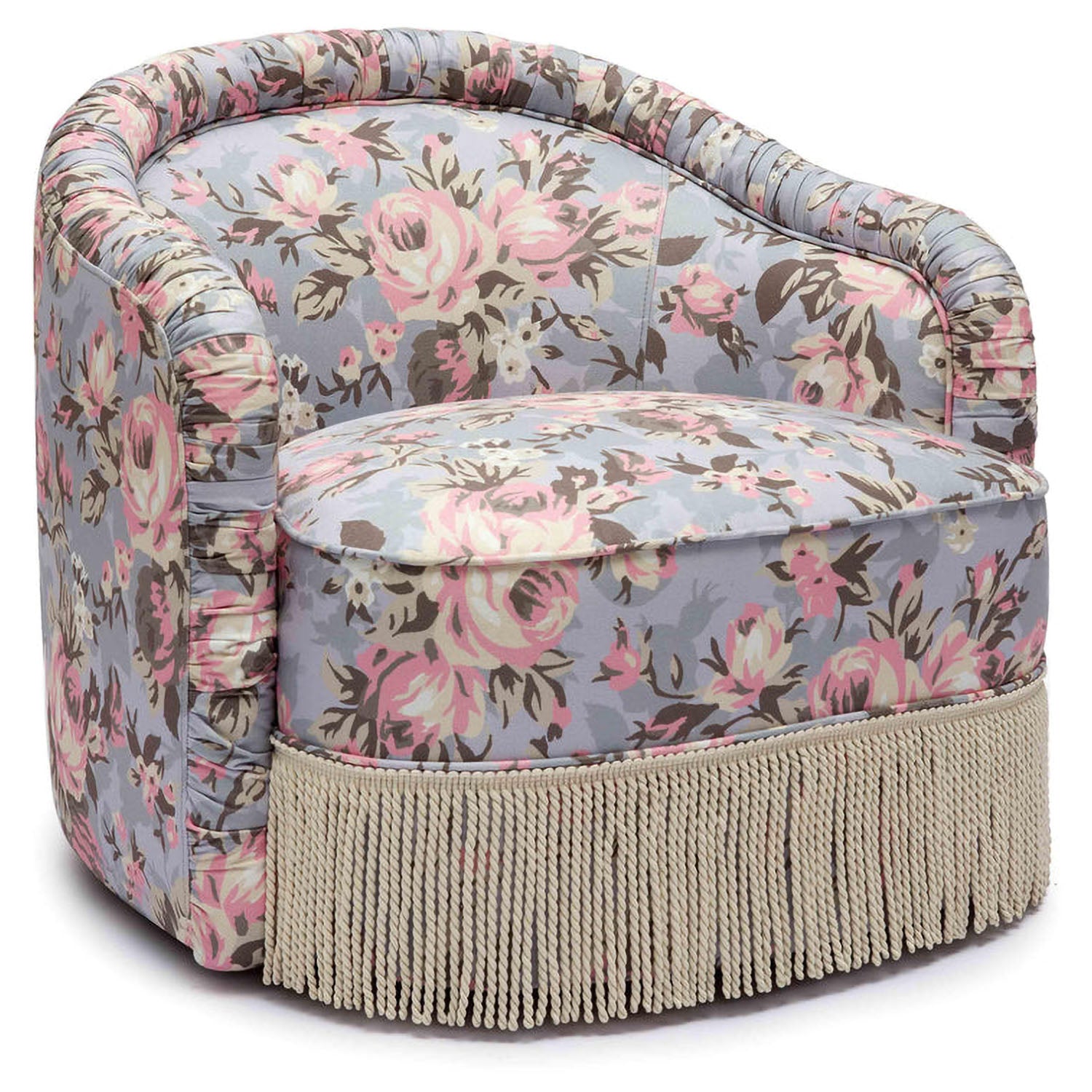 TOV Furniture Pamela Spring Floral Print Tasseled Lounge Chair