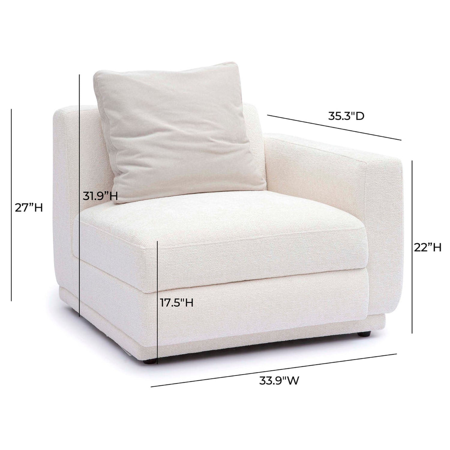 TOV Furniture Perry Cream Chenille Modular Corner Chair