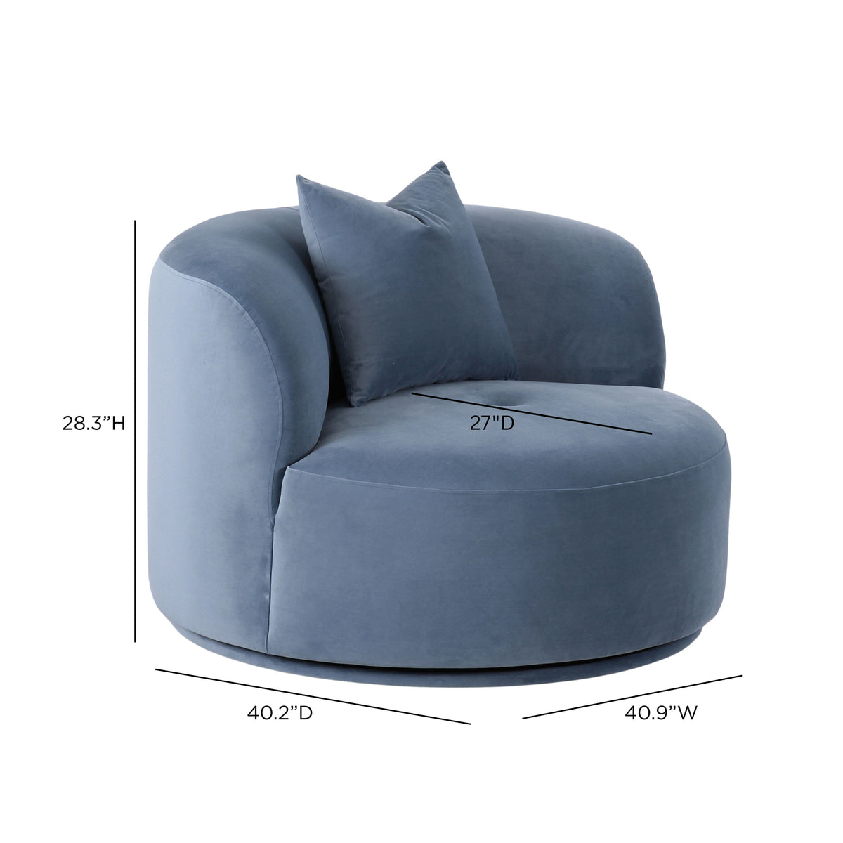 TOV Furniture Fickle Bluestone Swivel Accent Chair