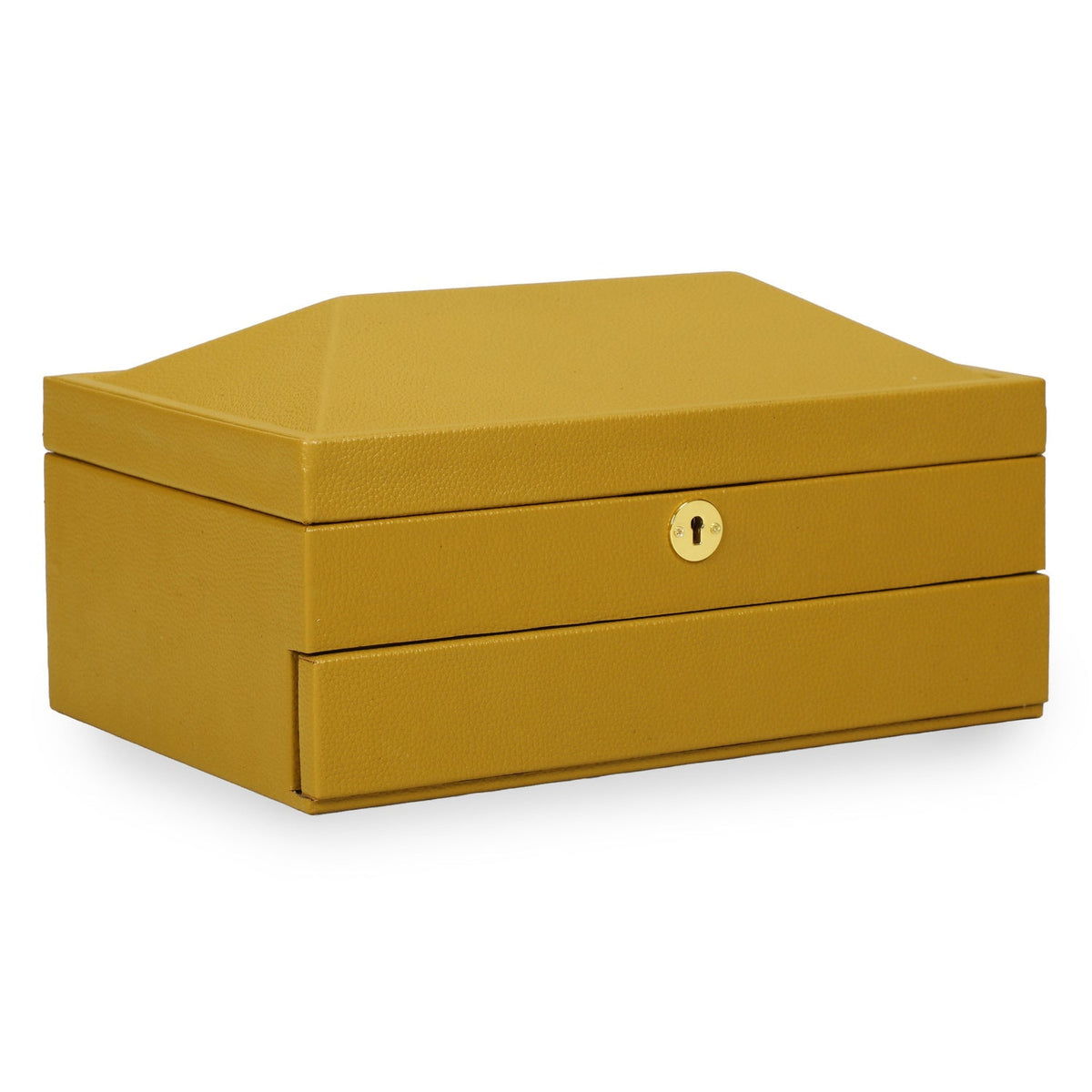 TOV Furniture Knox Mustard Yellow Vegan Leather Jewelry Box in mustard yellow vegan leather, primary product view
