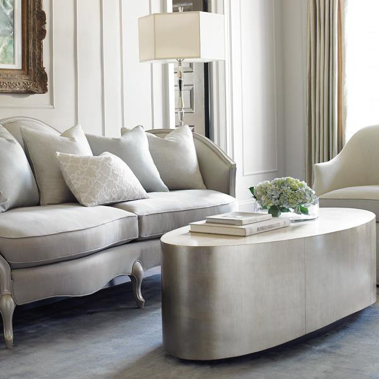 Caracole Come Oval Here Cocktail Table – Paynes Gray