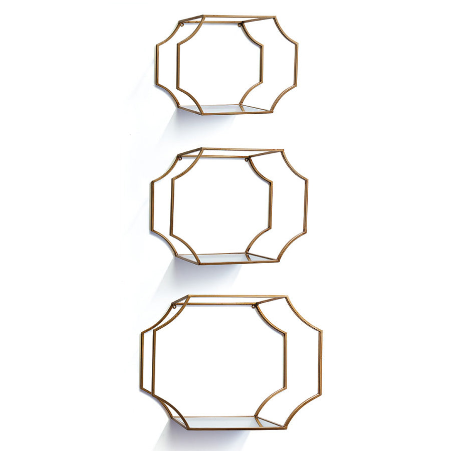 Hudson Mirrored Wall Shelf Set of 3