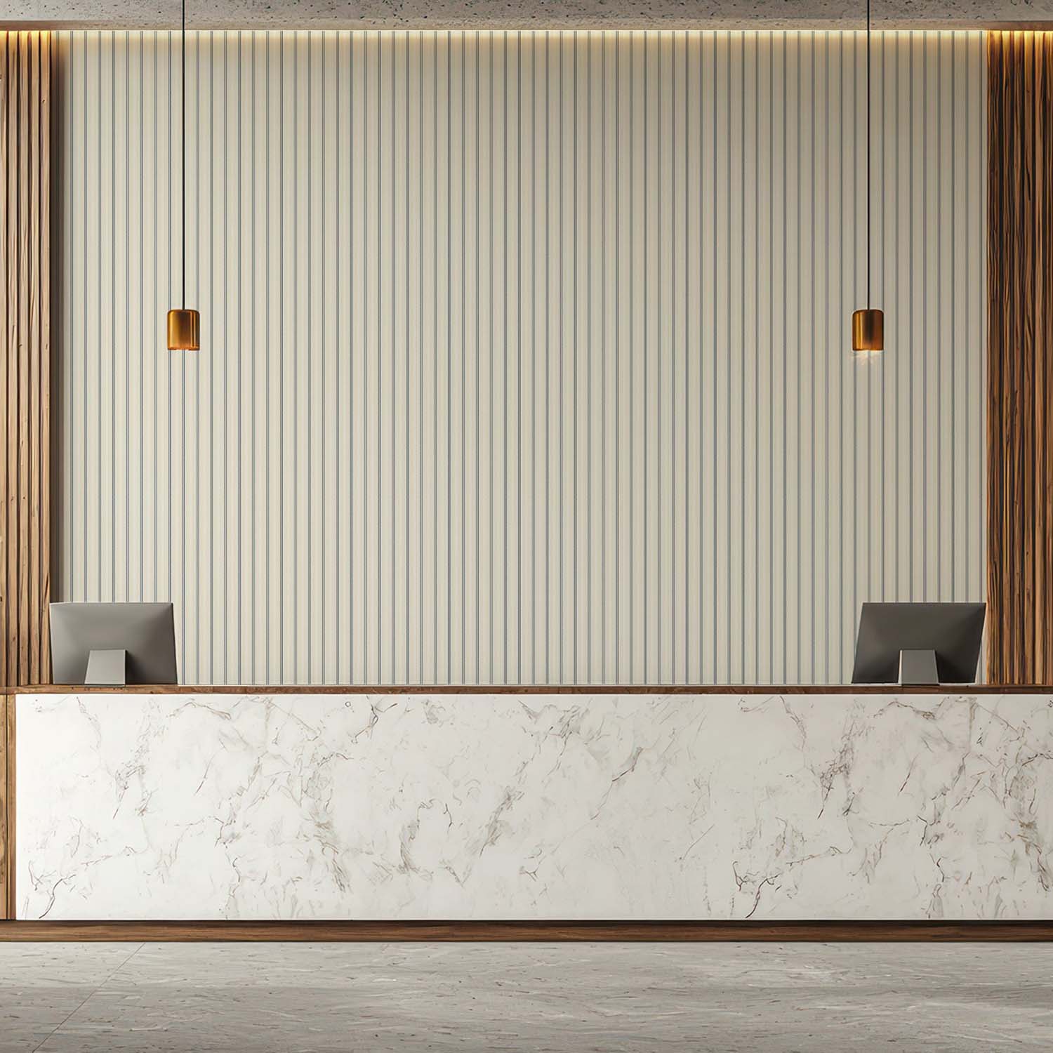 Mitchell Black Tailored Stripe Wallpaper