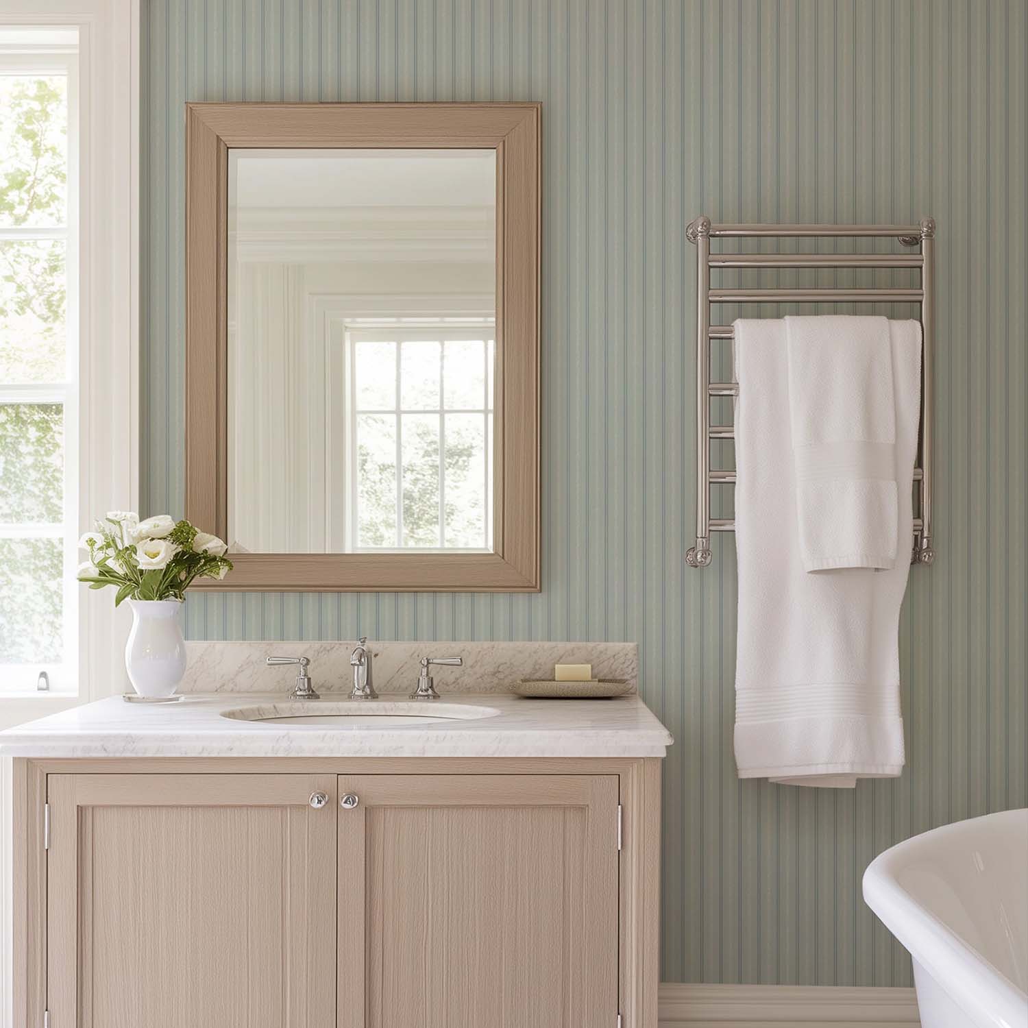 Mitchell Black Tailored Stripe Wallpaper