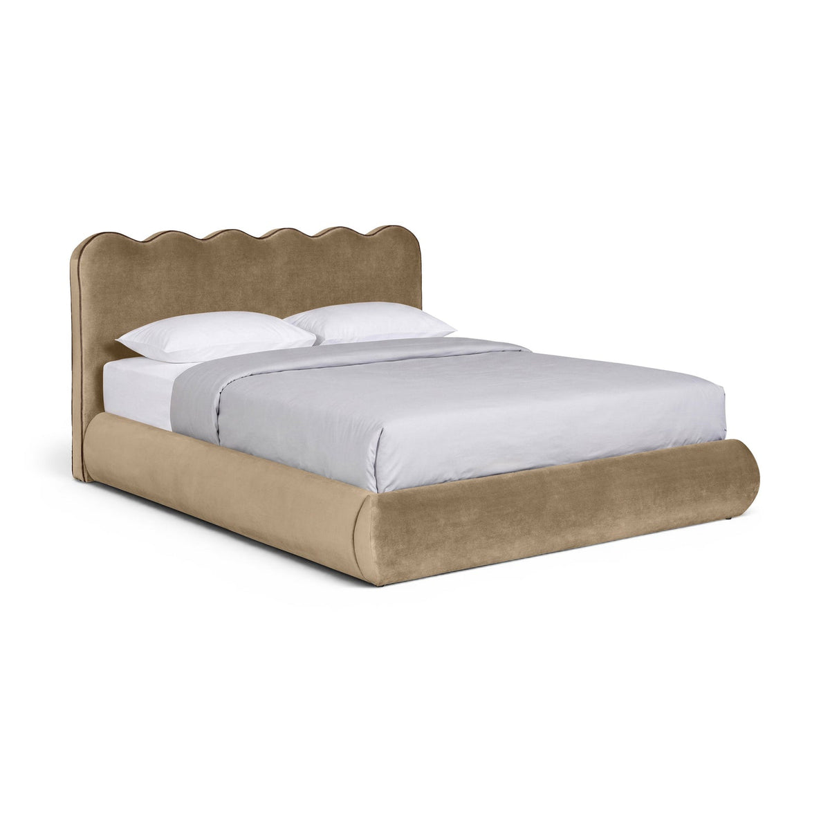Tempo Beige Velvet Upholstered Bed
