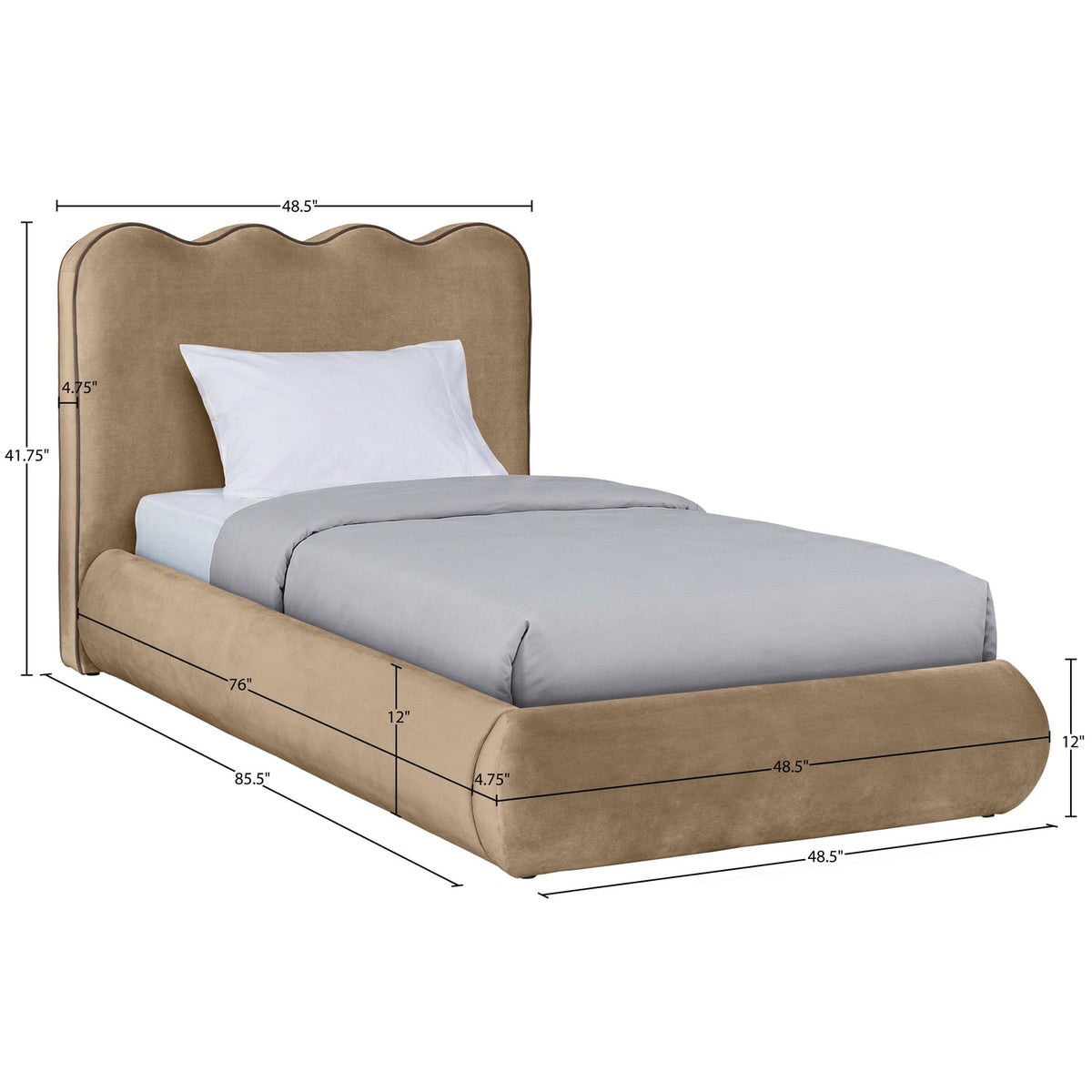 Tempo Beige Velvet Upholstered Bed