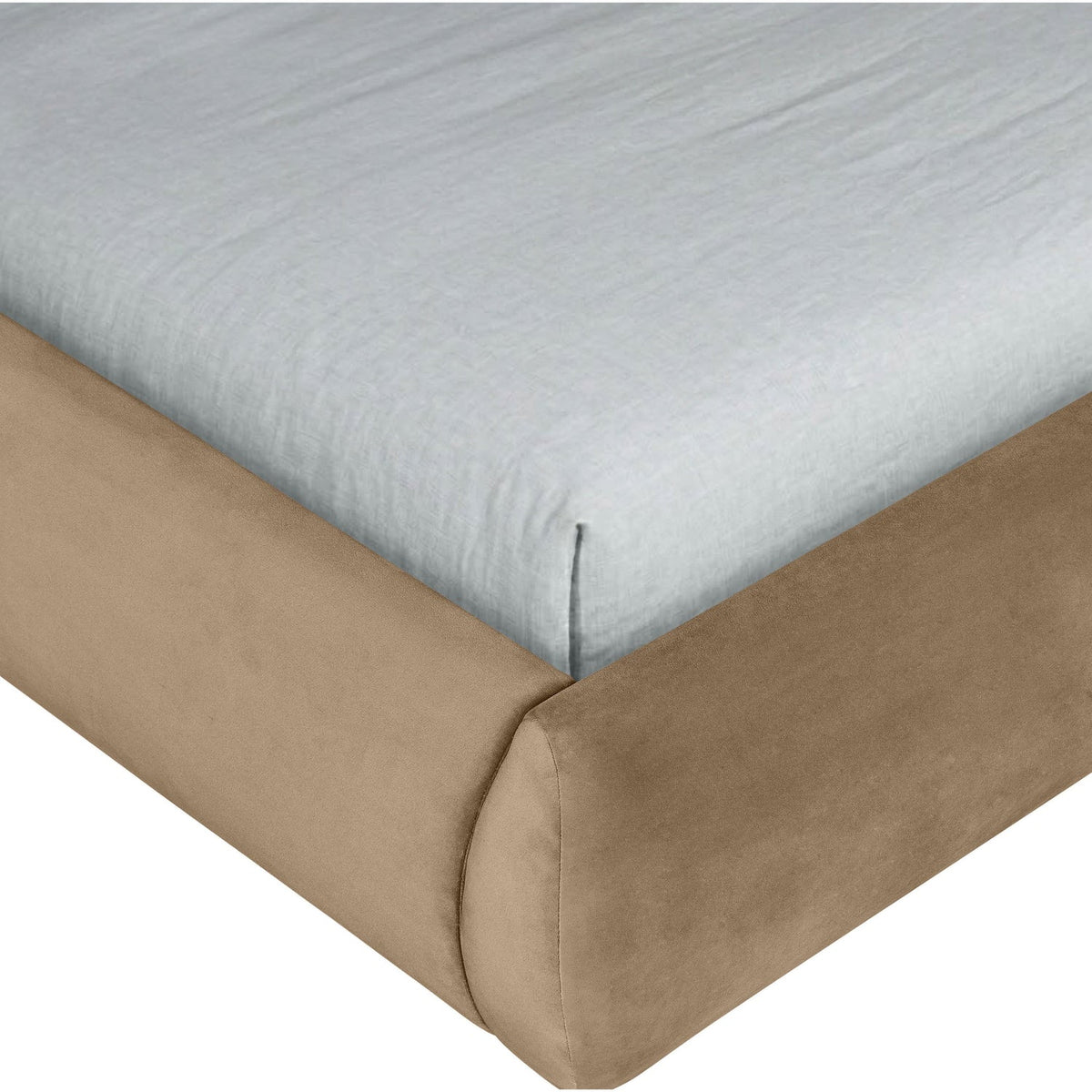 Tempo Beige Velvet Upholstered Bed