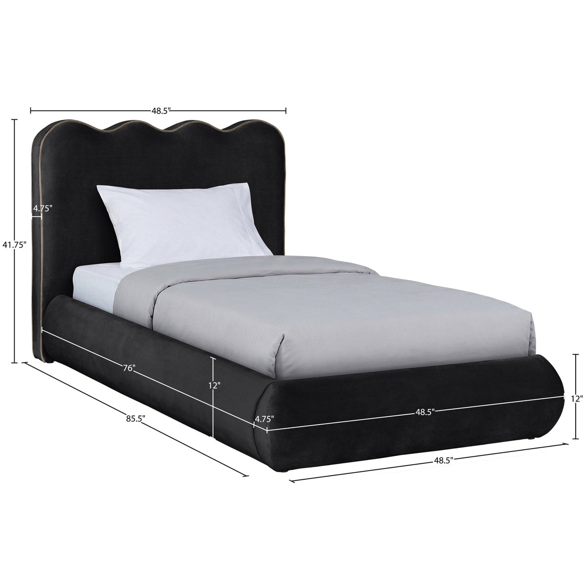 Tempo Black Velvet Upholstered Bed