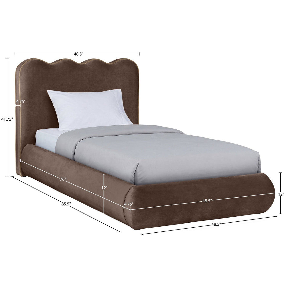 Tempo Brown Velvet Upholstered Bed