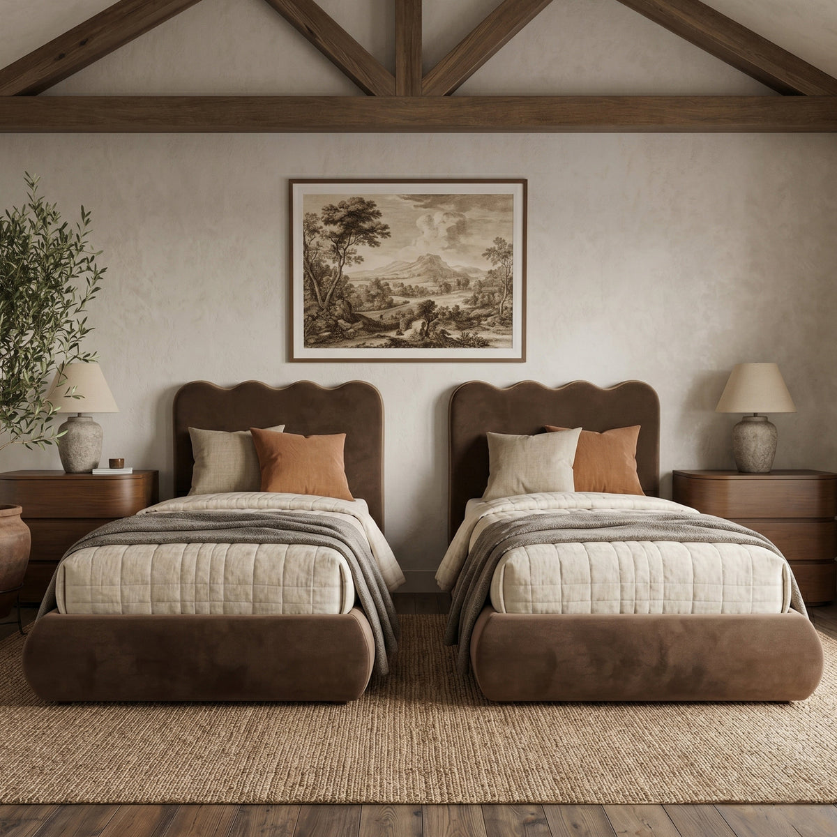 Tempo Brown Velvet Upholstered Bed