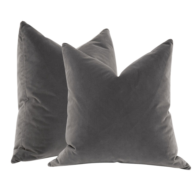 The Basic Essential Dark Dove Velvet Throw Pillow Set of 2