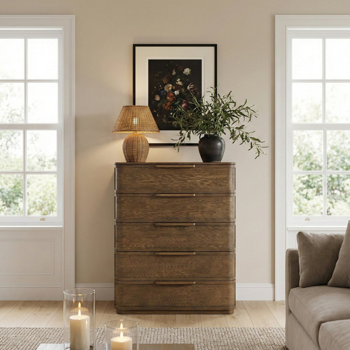 Tiberio Brown Oak Veneer And Solid Wood Chest