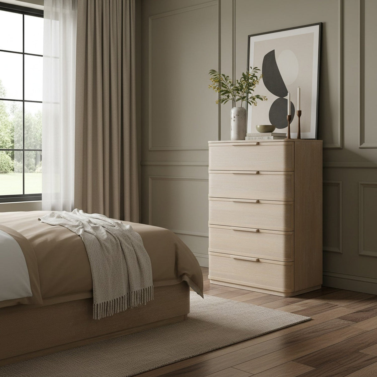 Tiberio Natural Oak Veneer And Solid Wood Chest