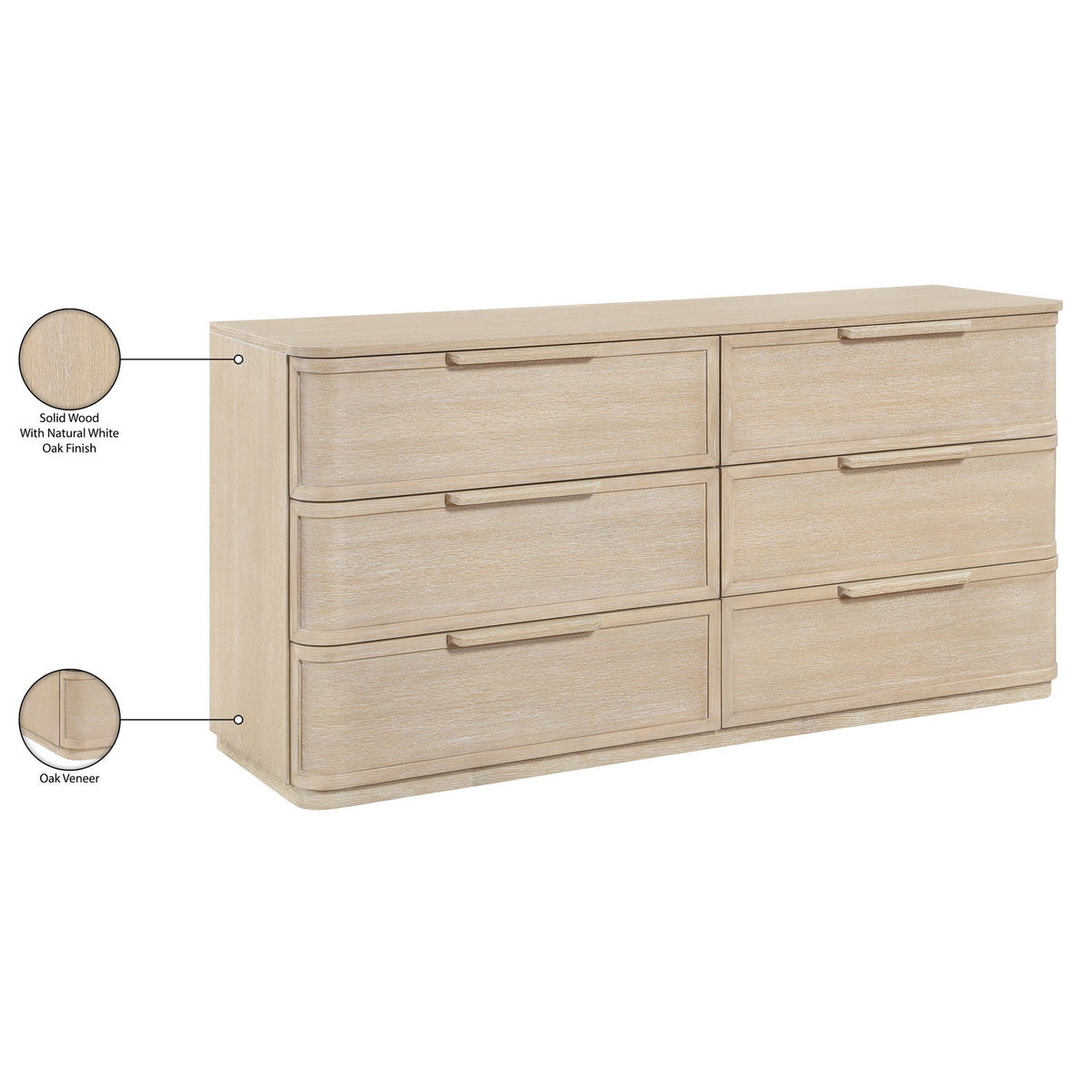 Tiberio Natural Oak Veneer And Solid Wood Dresser