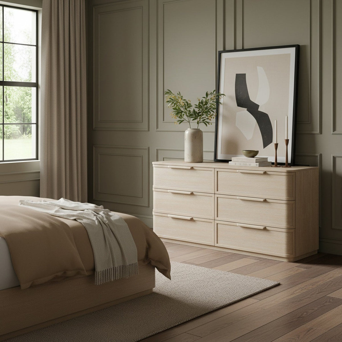 Tiberio Natural Oak Veneer And Solid Wood Dresser
