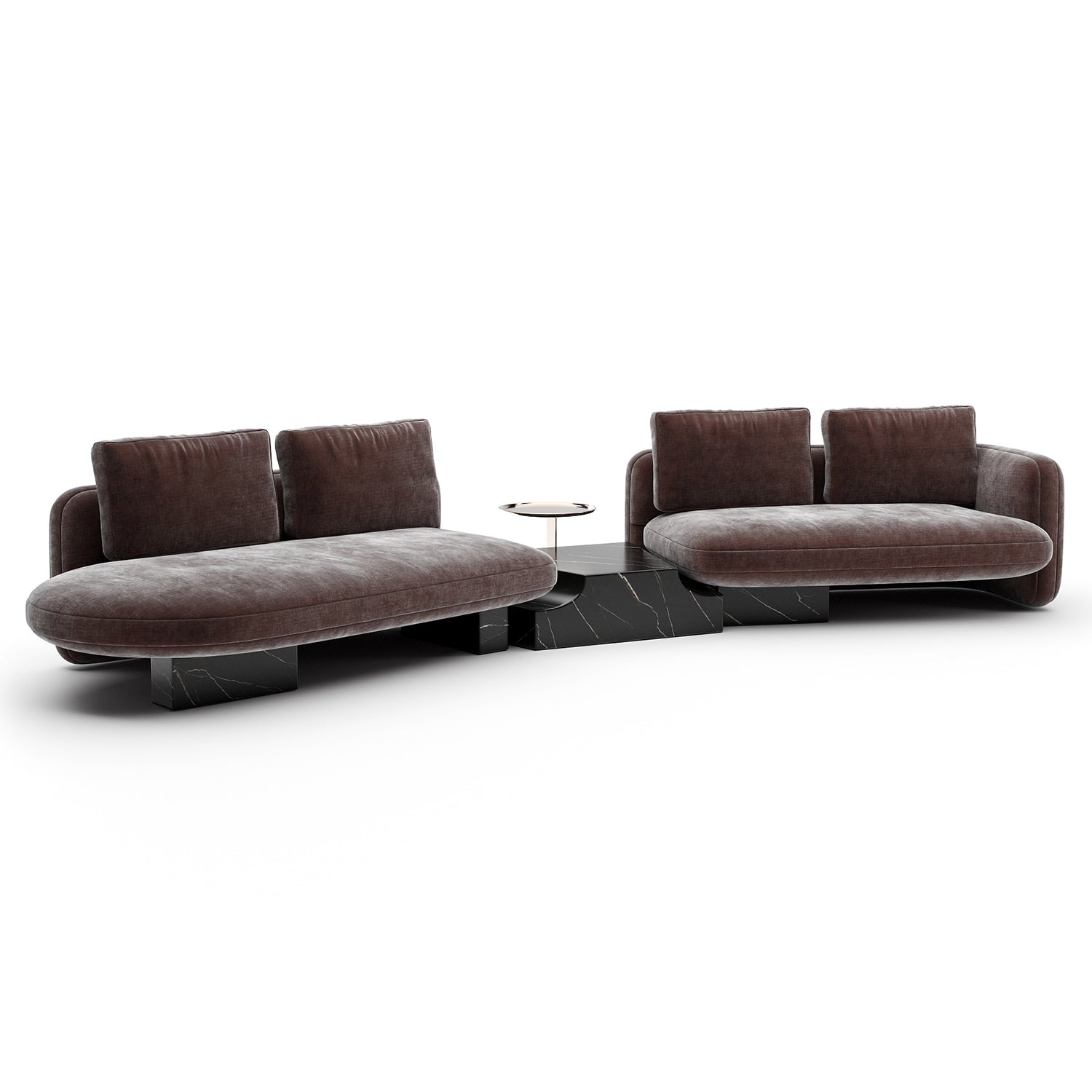 Caracole Overlap Bumper Dark Taupe Sectional Sofa