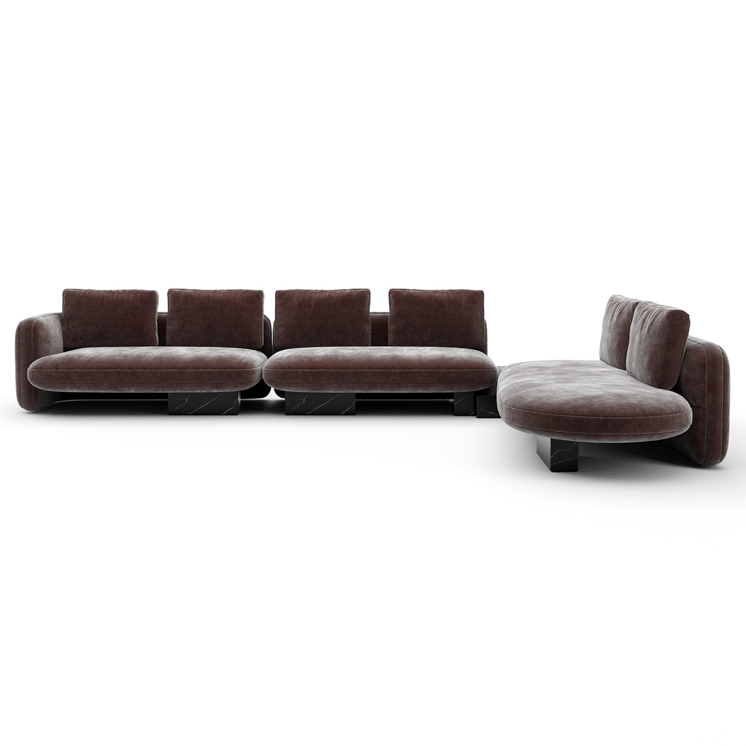 Caracole Overlap L Bumper Dark Taupe Sectional Sofa