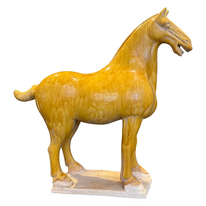 Currey & Co Tang Dynasty Persimmon Horse Sculpture