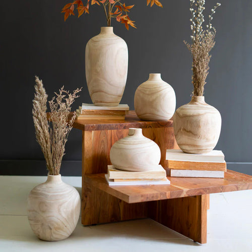 Wooden Bulb Vase Set of 5