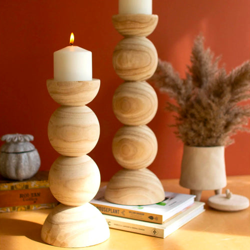 Stacked Ball Candle Holder Set of 2