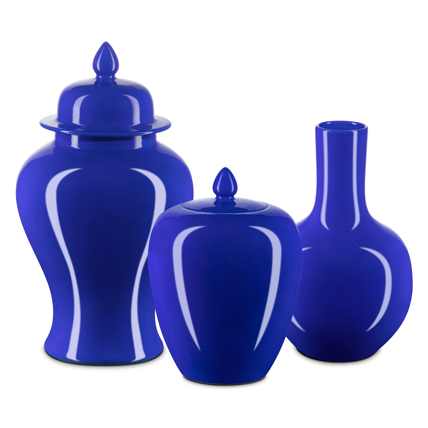 Currey & Co Ocean Blue Long Neck Vase Paynes Gray