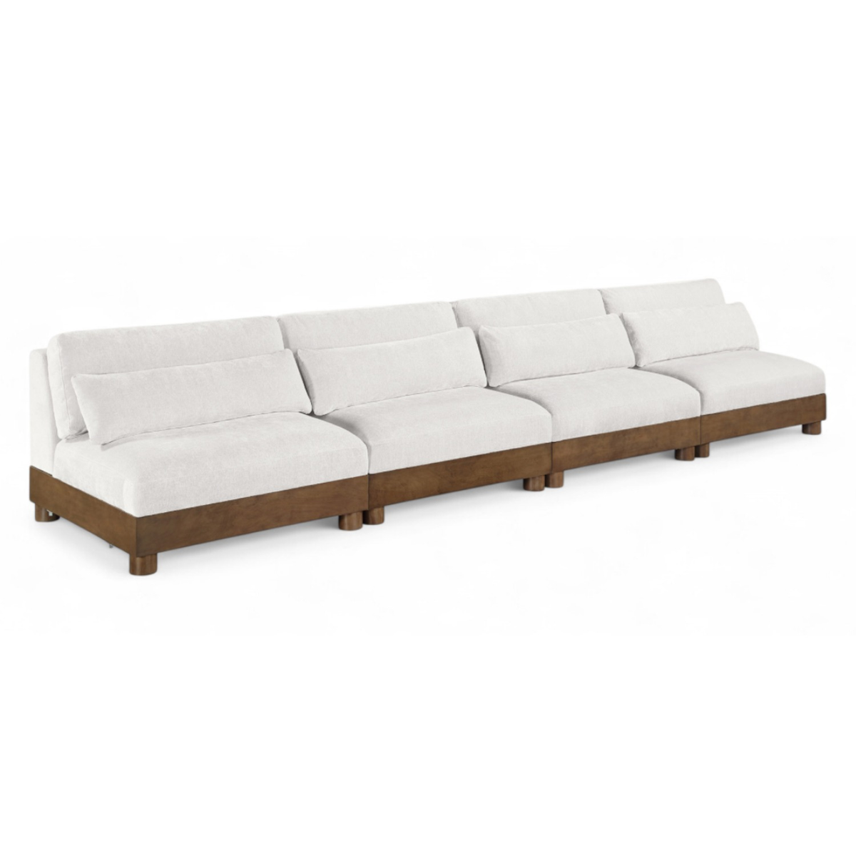Turin 16 0in Cream Chenille Fabric Upholstered 4 Piece. Modular Sofa