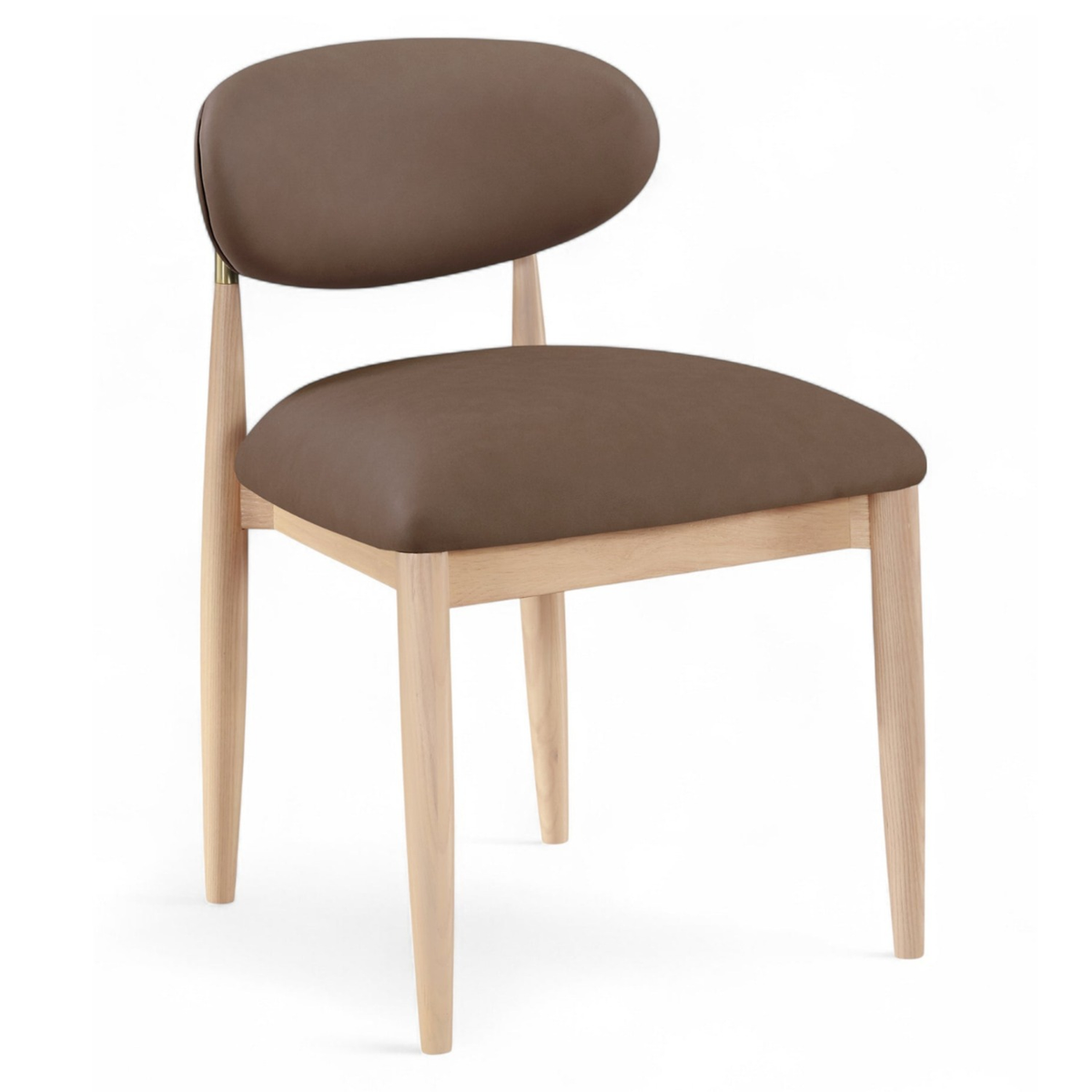 Riccio Brown Vegan Leather Upholstered Dining Side Chair, Set of 2, primary product view