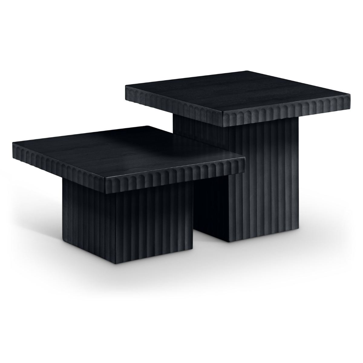 Spencer Black Solid Wood And Oak Veneer 2 Piece Coffee Table