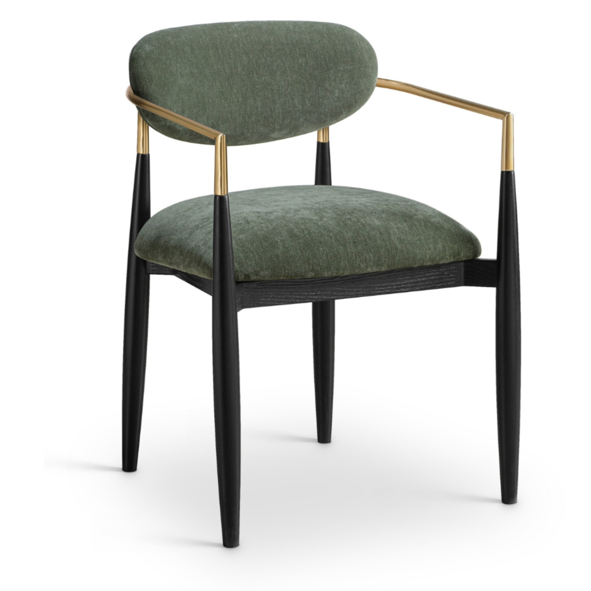 Riccio Olive Performance Fabric Upholstered Dining Arm Chair Set of 2