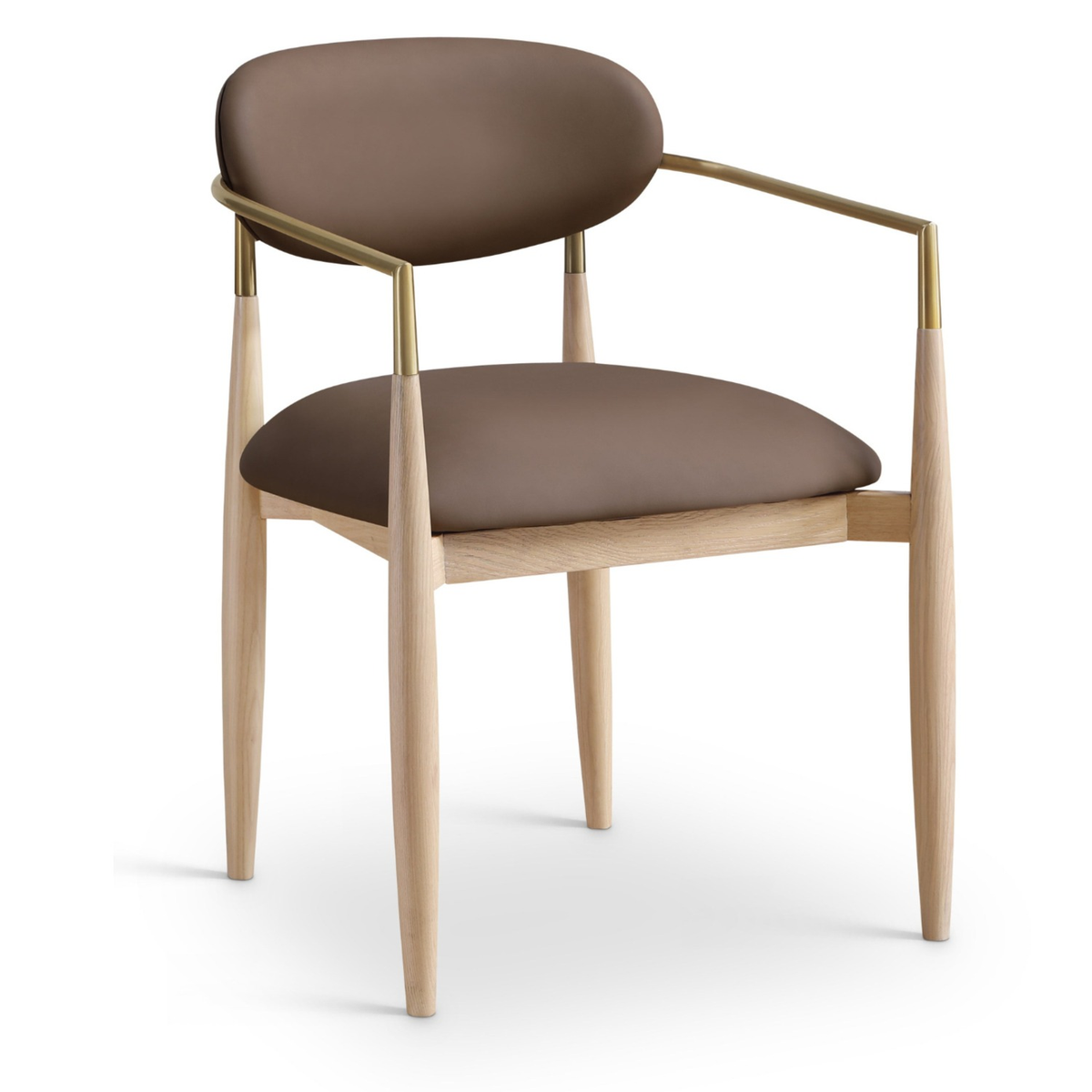 Riccio Brown Vegan Leather Upholstered Dining Arm Chair, Set of 2, primary product view