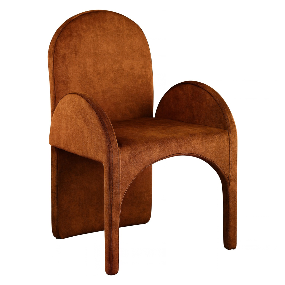 Summer Cognac Velvet Upholstered Dining Arm Chair Set of 2
