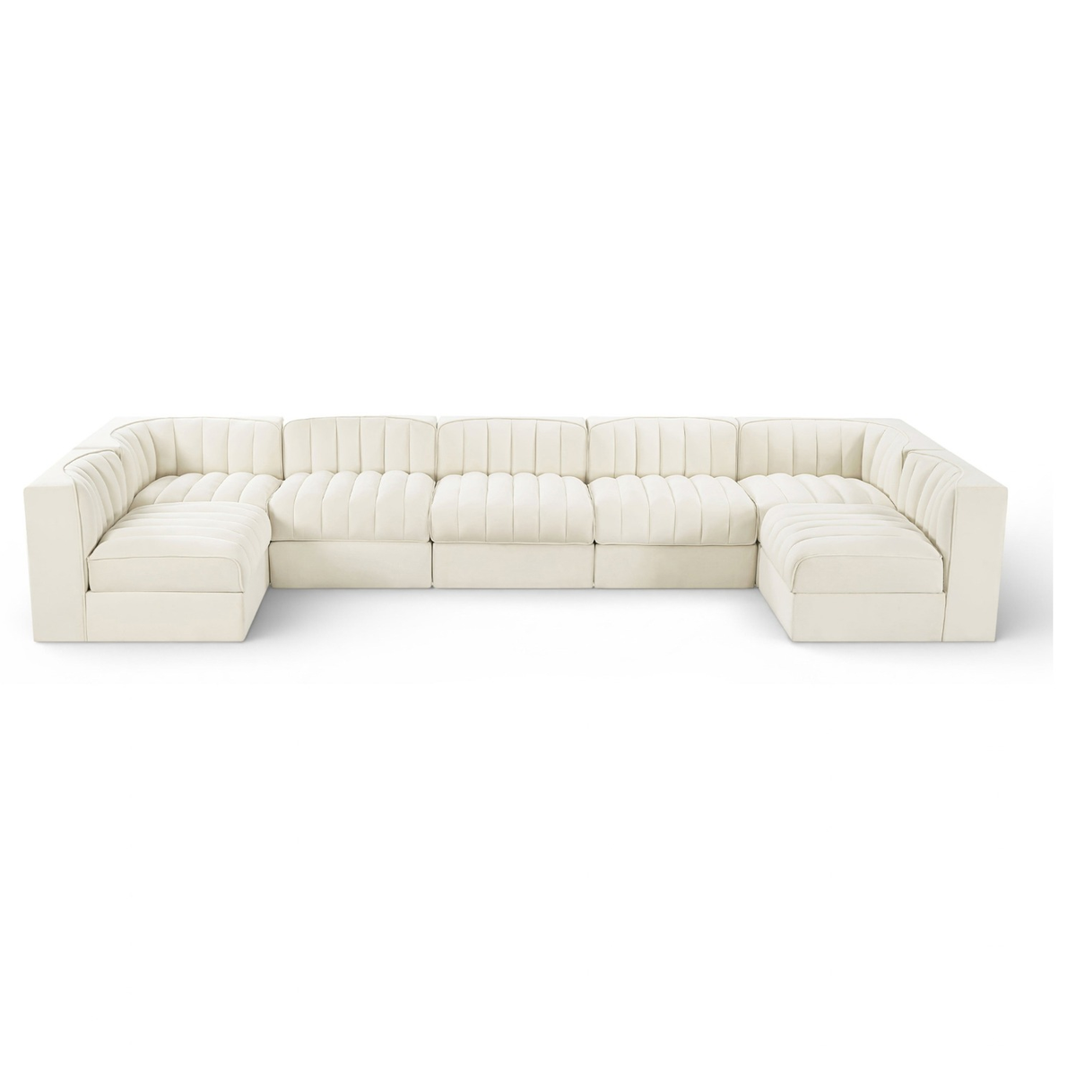 Rummi Cream Velvet Performance Fabric Upholstered 7pc. Modular Sectional, primary product view