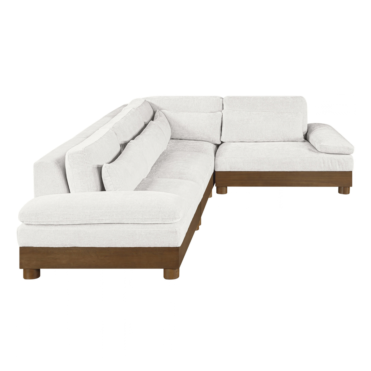 Turin 127.75in Cream Chenille Fabric Upholstered 4 Piece Modular Sectional Sofa