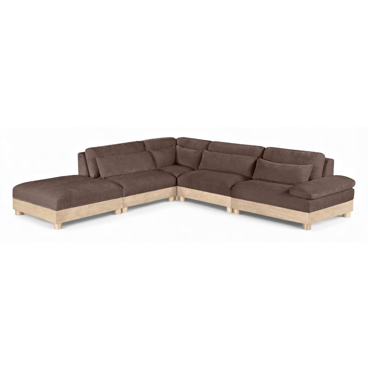 Turin 127.75in Brown Chenille Fabric Upholstered 5 Piece Modular Sectional Sofa