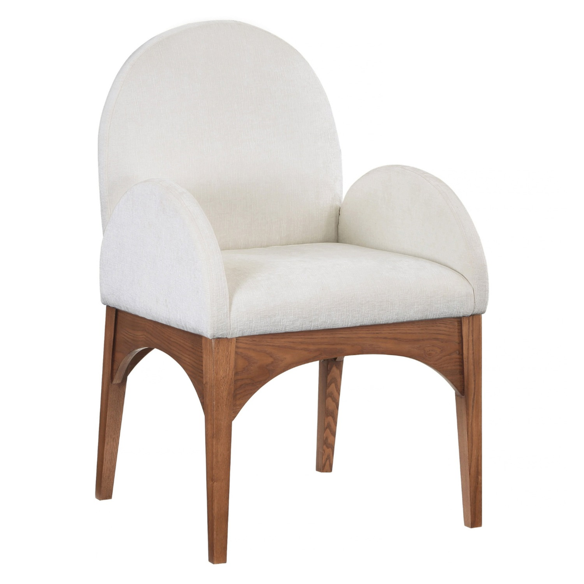 Waldorf Cream Chenille Fabric Upholstered Dining Arm Chair Set of 2