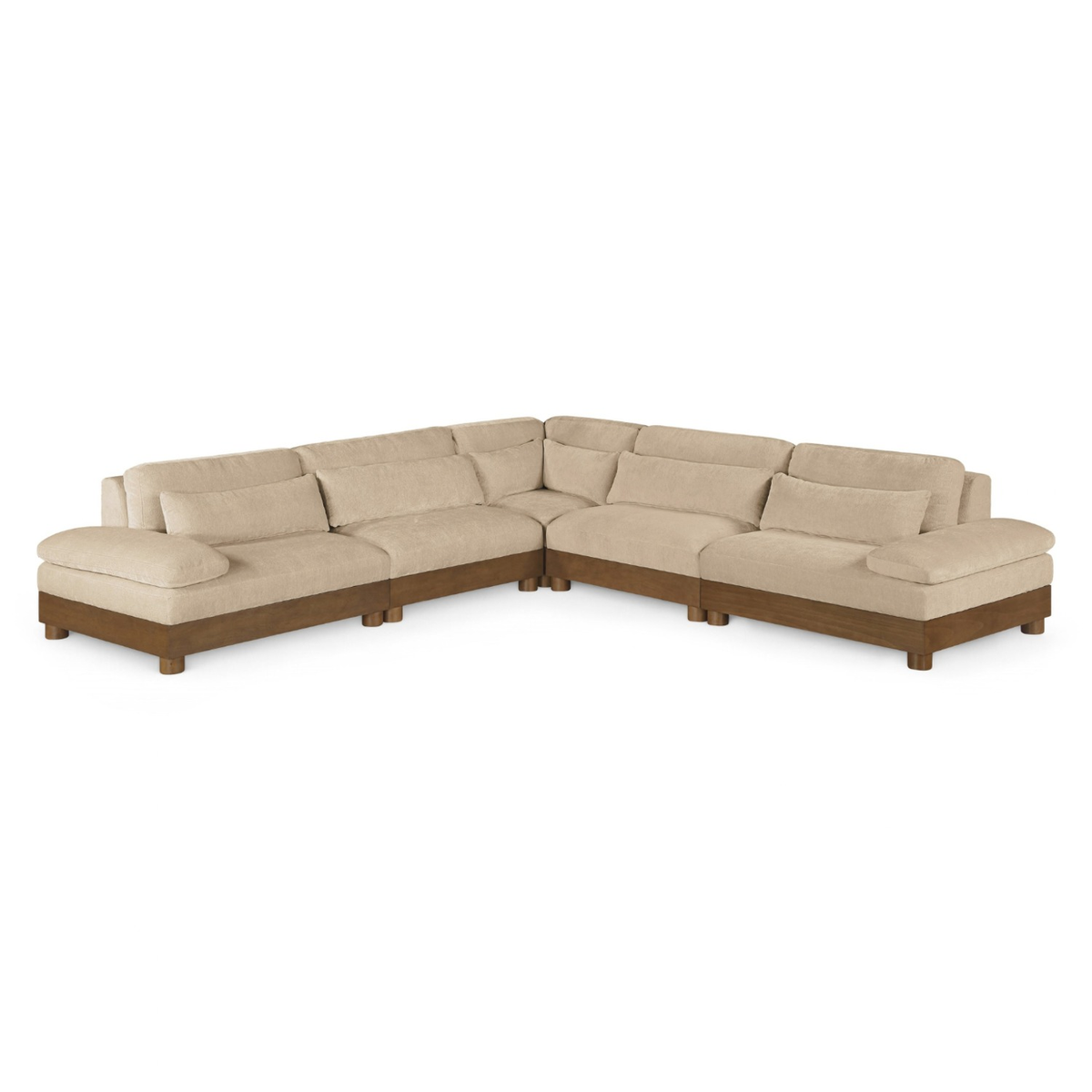 Turin 127.75in Beige Chenille Fabric Upholstered 5 Piece Modular Sectional Sofa