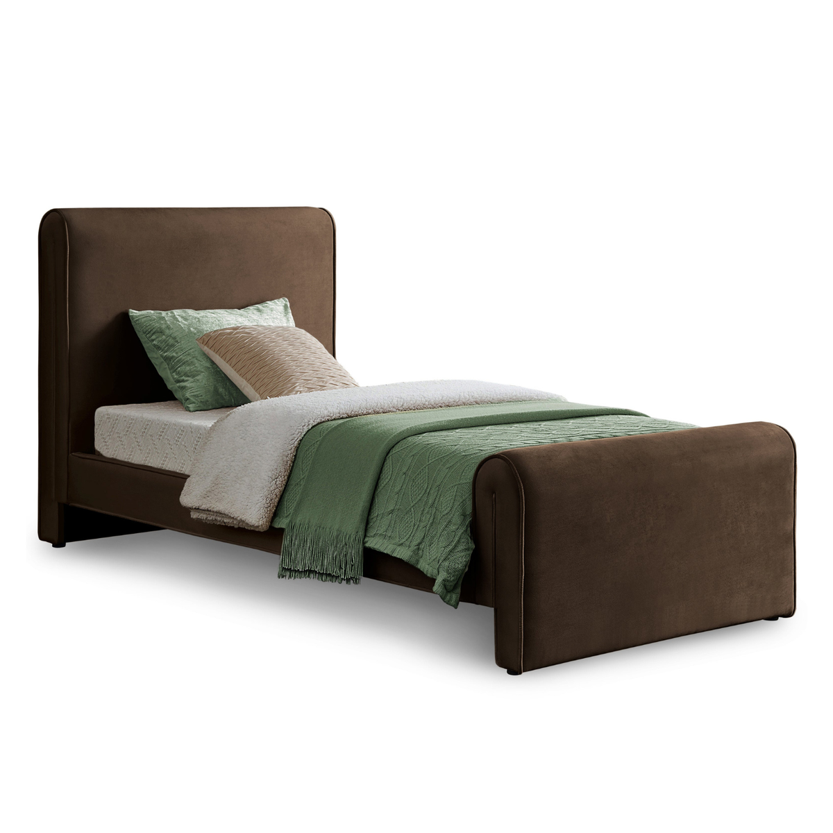 Sloan Brown Velvet Upholstered Bed