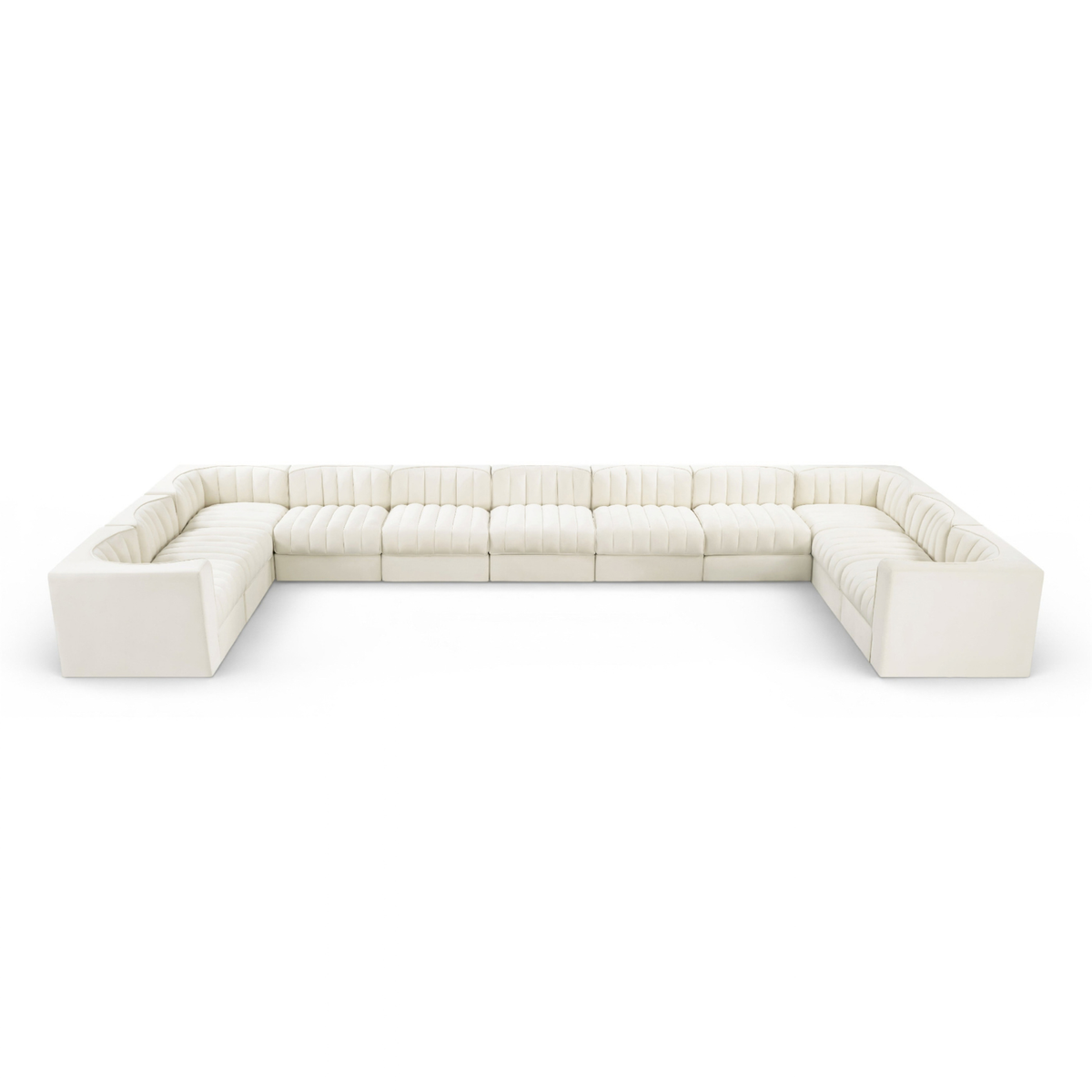 Rummi Cream Velvet Performance Fabric Upholstered 11pc. Modular Sectional, primary product view