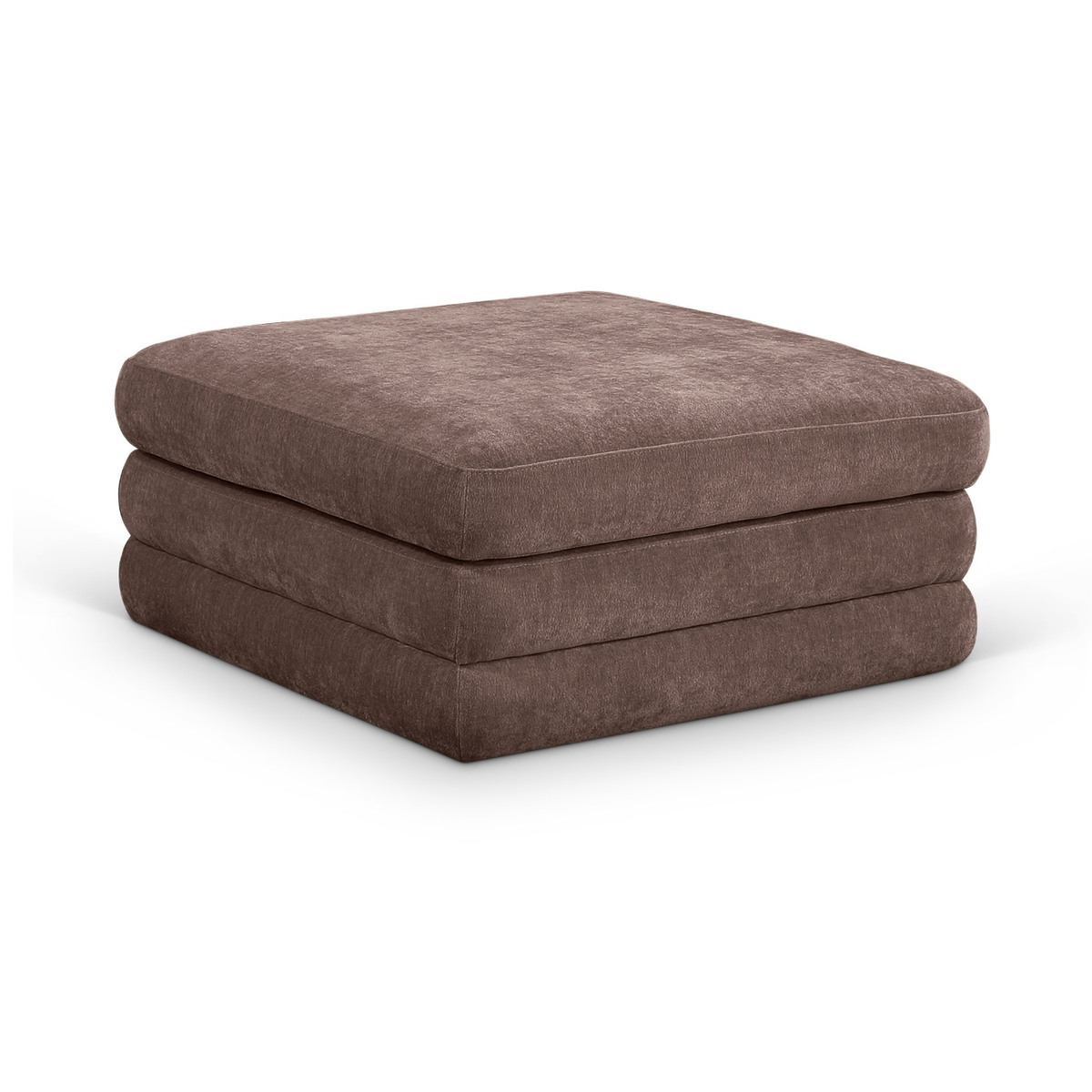 Stellar Brown Chenille Fabric Upholstered Modular Ottoman