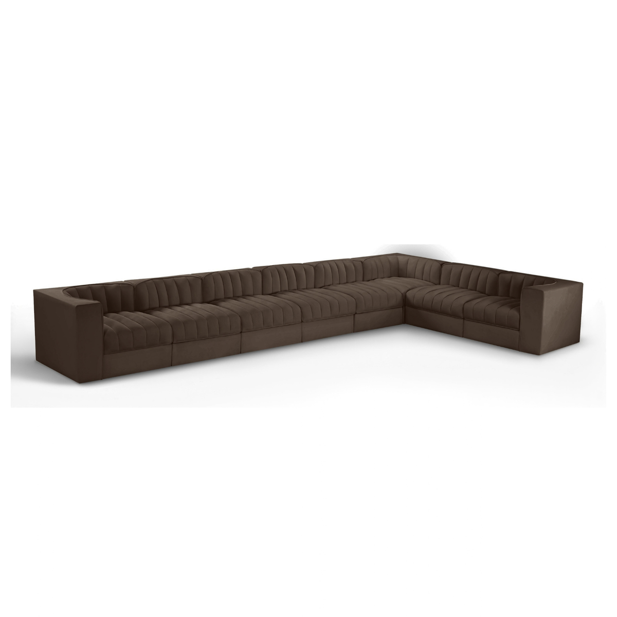 Rummi Brown Velvet Performance Fabric Upholstered 8pc. Modular Sectional, primary product view