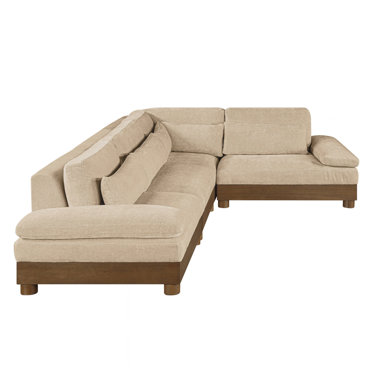 Turin 127.75in Beige Chenille Fabric Upholstered 4 Piece Modular Sectional Sofa