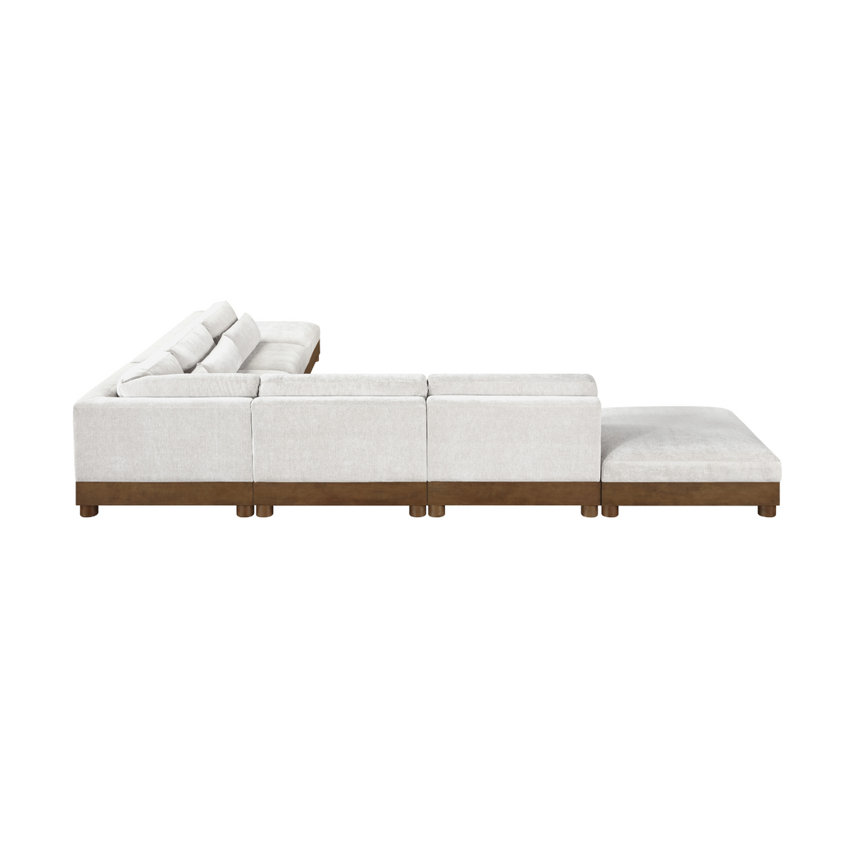 Turin 160in Cream Chenille Fabric Upholstered 7 Piece Modular Sectional Sofa