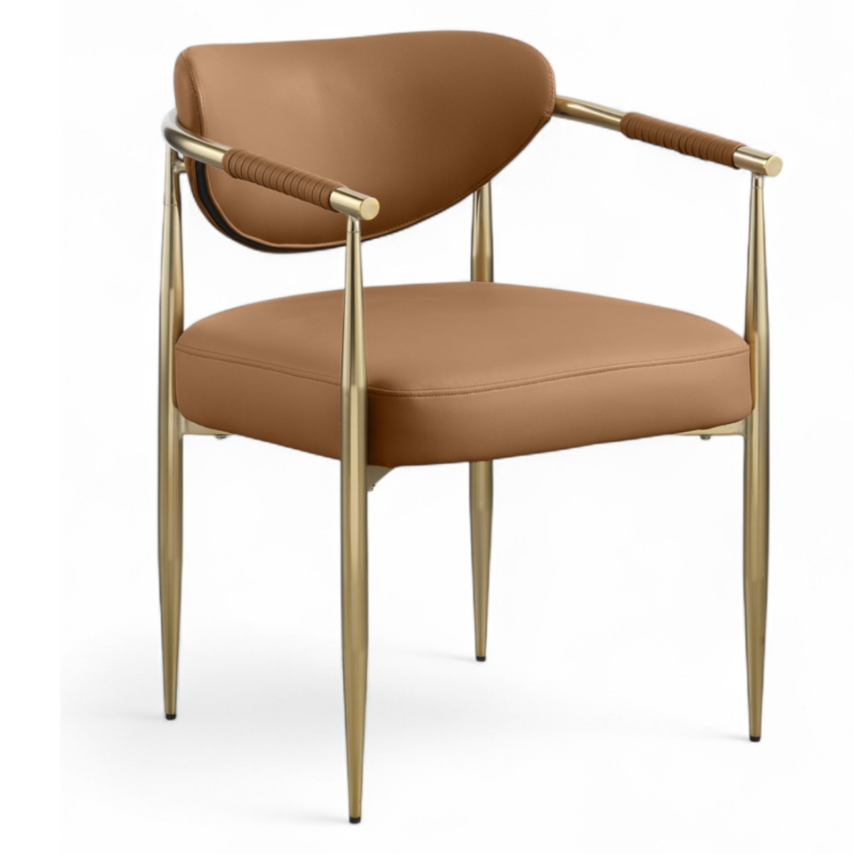 Virella Cognac Vegan Leather Upholstered Dining Chair Set of 2