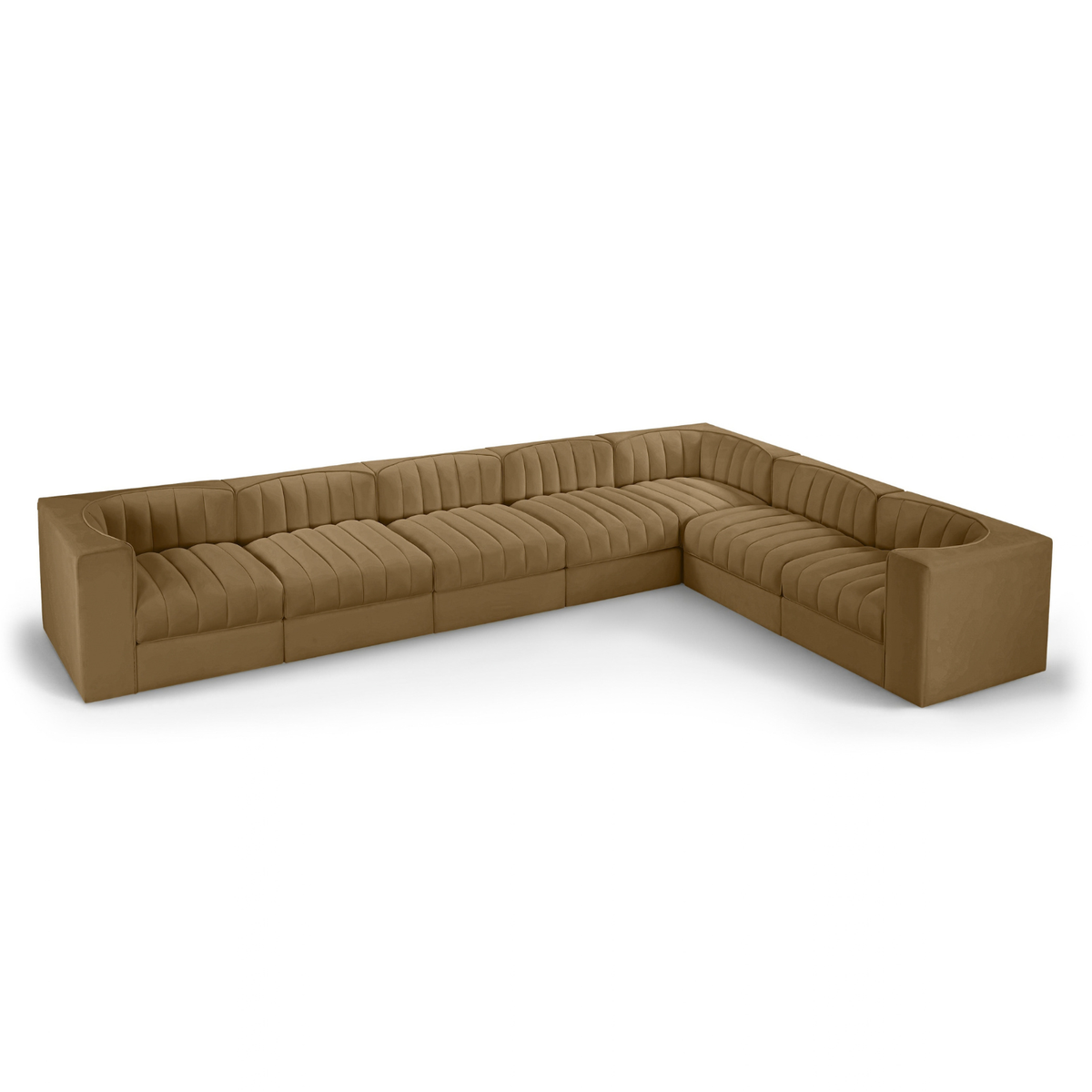 Rummi Saddle Velvet Performance Fabric Upholstered 7pc. Modular Sectional, primary product view
