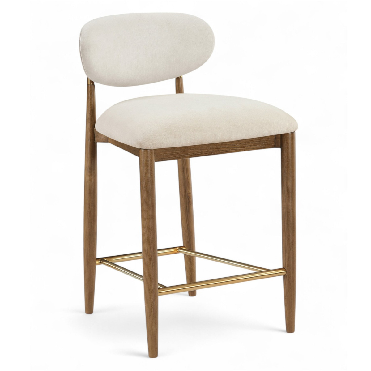 Riccio Cream Performance Fabric Upholstered Stool