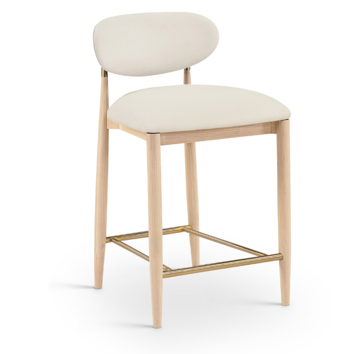 Riccio Cream Vegan Leather Upholstered Stool